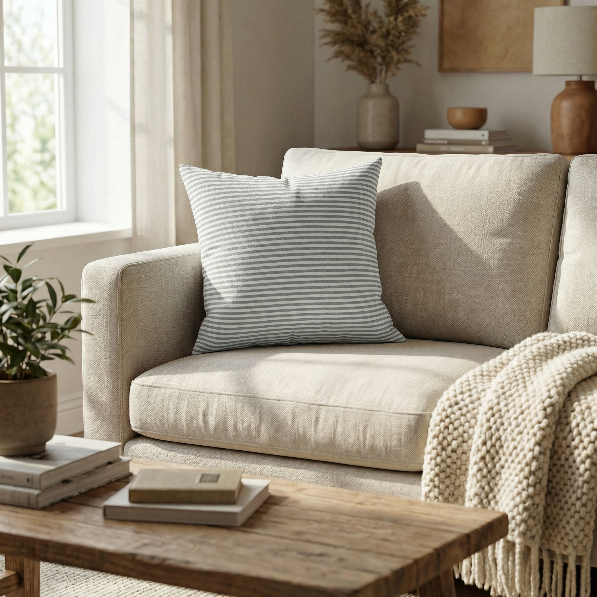 Devara - Checkered Striped Cushion Cover