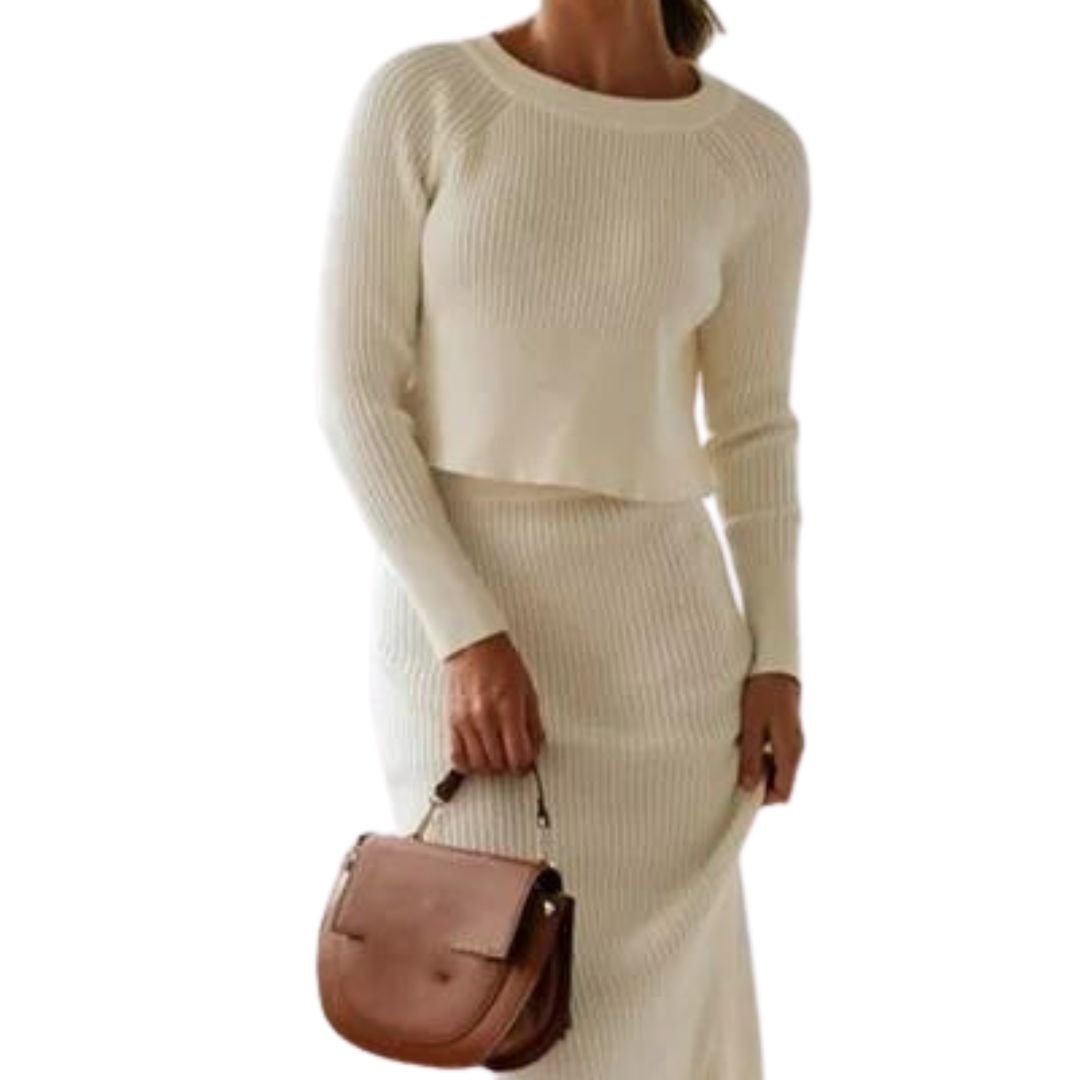 Felicia - Fashionable knitted sweater and skirt set 
