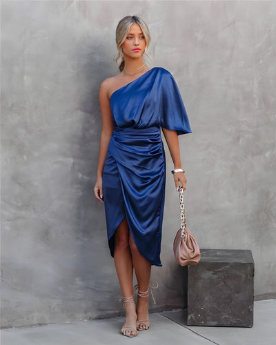 Hayden - elegante one-shoulder geplooide jurk