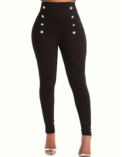 Romina | Hoge Taille Legging met Gouden Knopen
