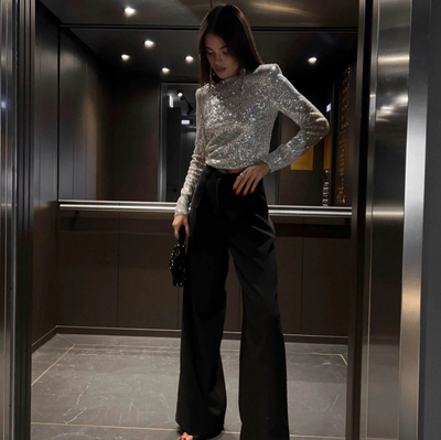 Koko | Elegant Sequin Top with Long Sleeves