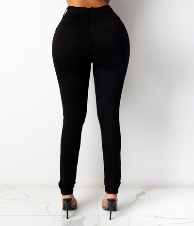 Rubi | Hoge Taille Skinny Legging met Knoopsluiting