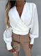Diora - V-neck blouse with puff sleeves