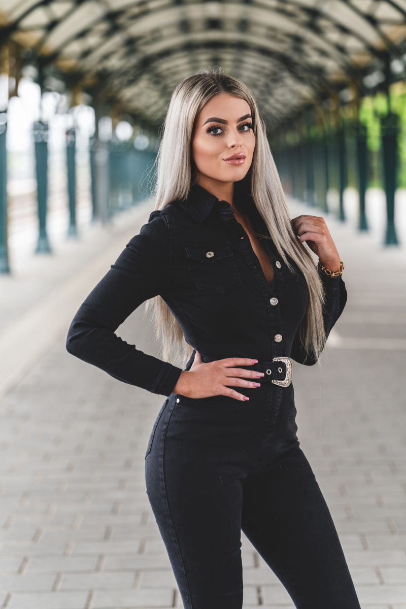 GRACE | Donkergrijs Denim Jumpsuit