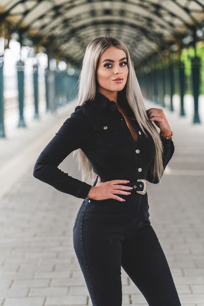 GRACE | Donkergrijs Denim Jumpsuit