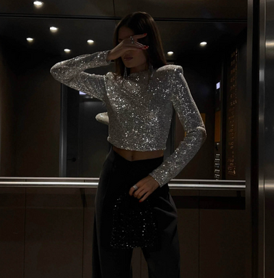 Koko | Elegant Sequin Top with Long Sleeves