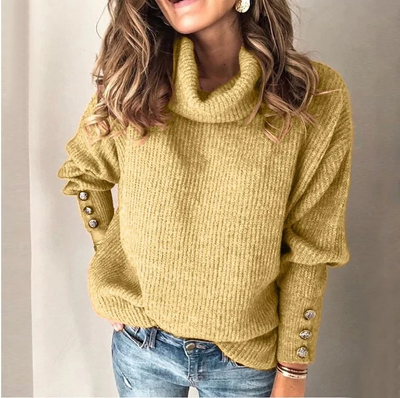 Isa – Knitted Sweater with Turtleneck and Buttons