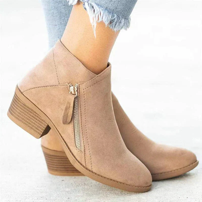 Isabel – Low Heel Ankle Boots with Side Closure