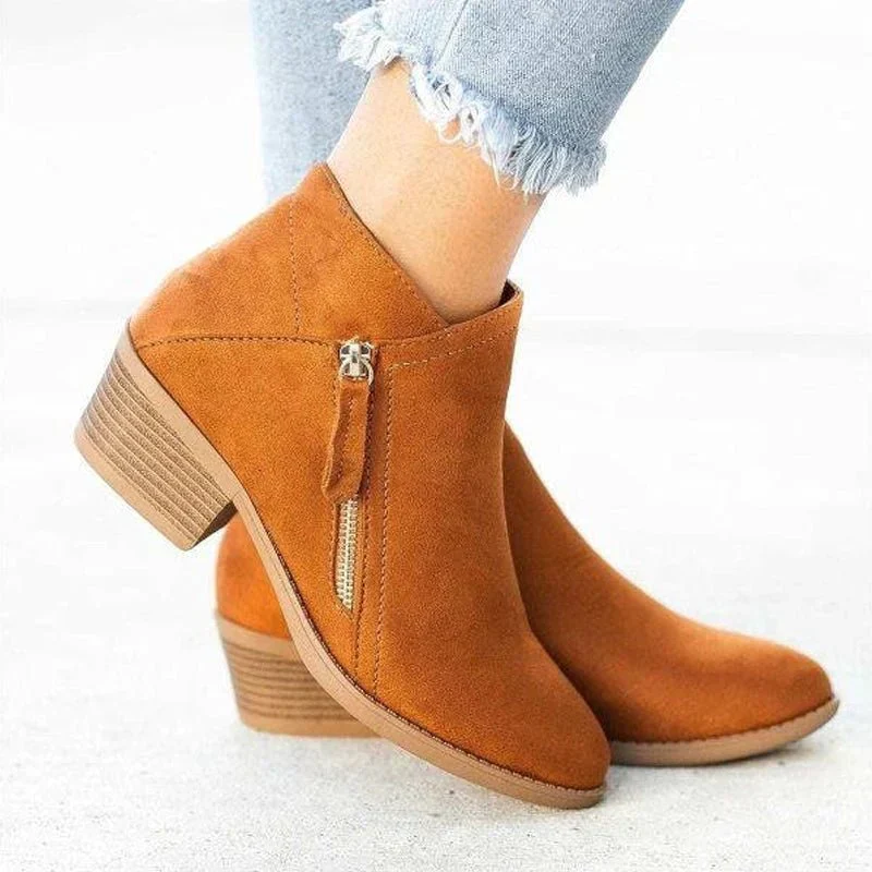 Isabel – Low Heel Ankle Boots with Side Closure