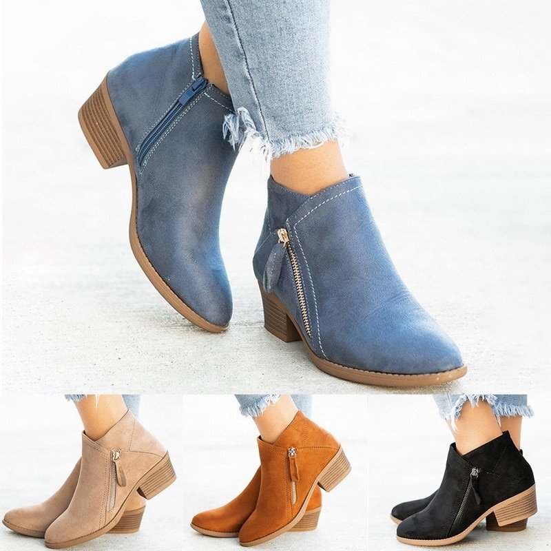 Isabel – Low Heel Ankle Boots with Side Closure