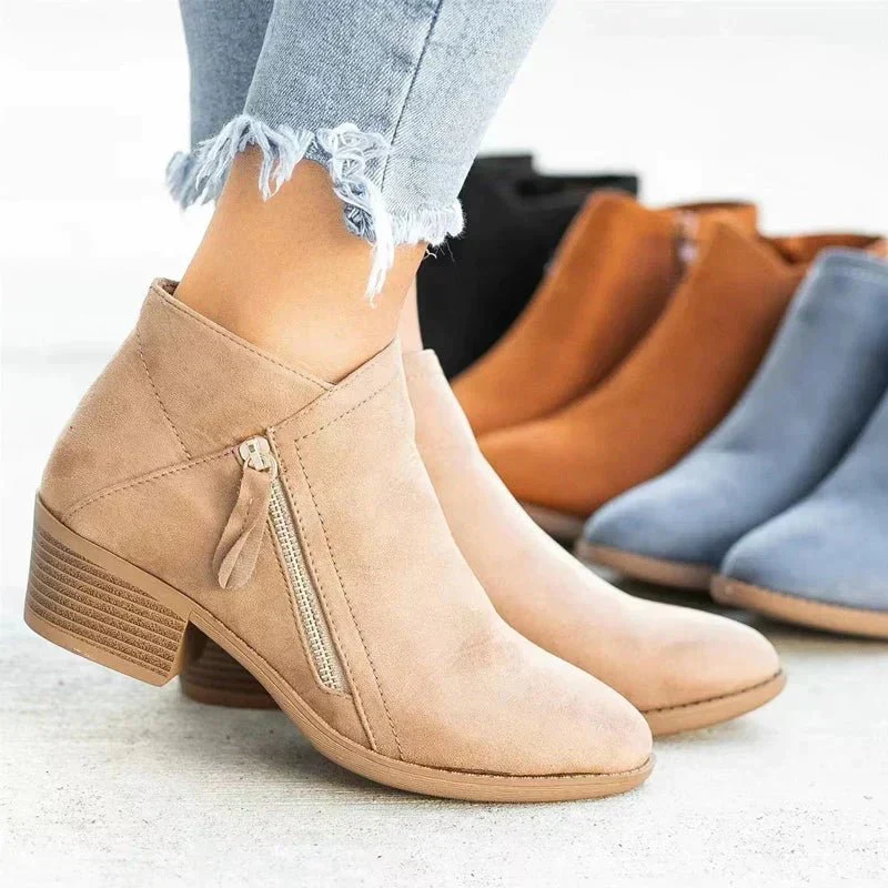 Isabel – Low Heel Ankle Boots with Side Closure