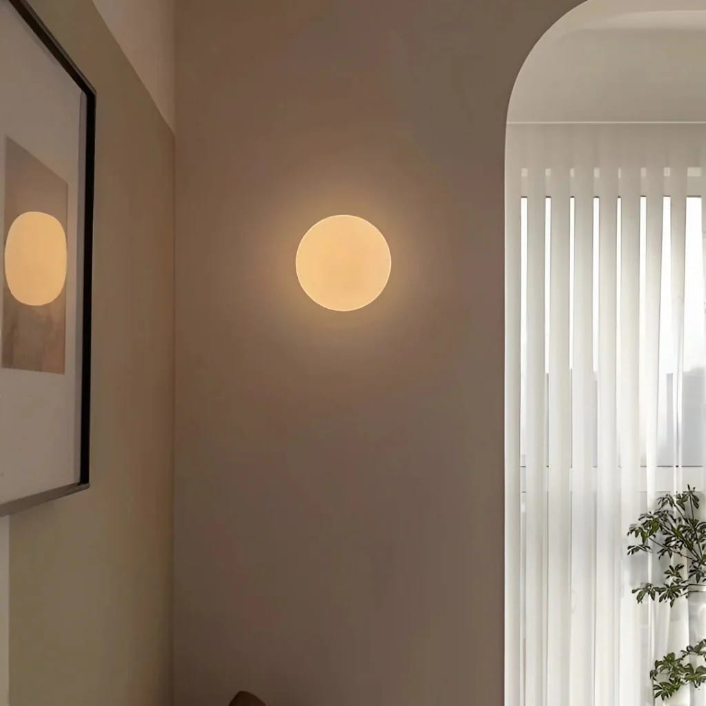 Wurelios – Japandi White Glass Wall Sconce