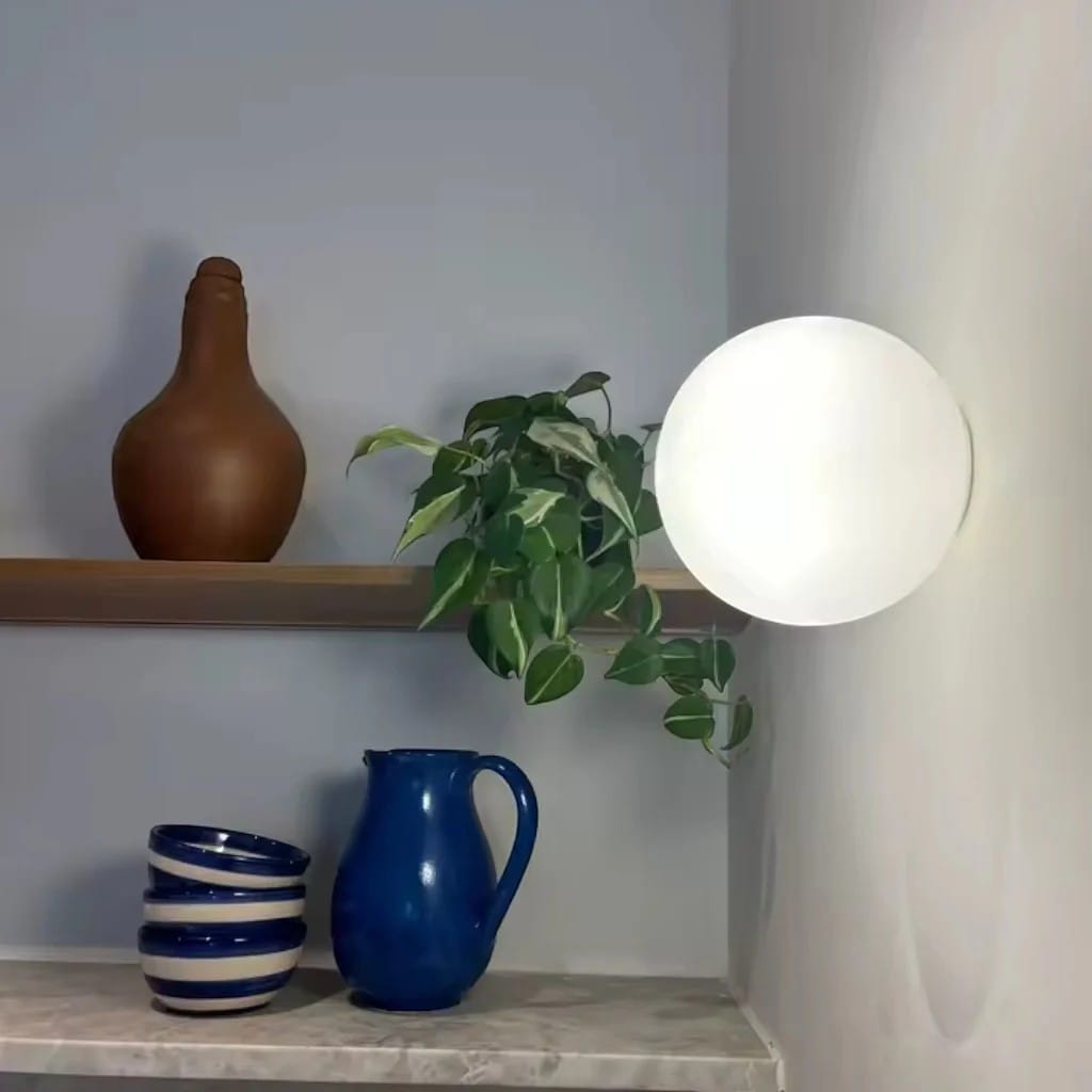 Wurelios – Japandi White Glass Wall Sconce