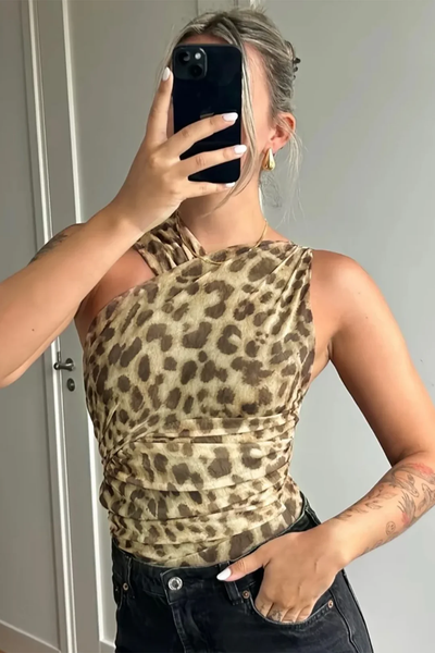 Jelena – Asymmetric Top with Animal Print