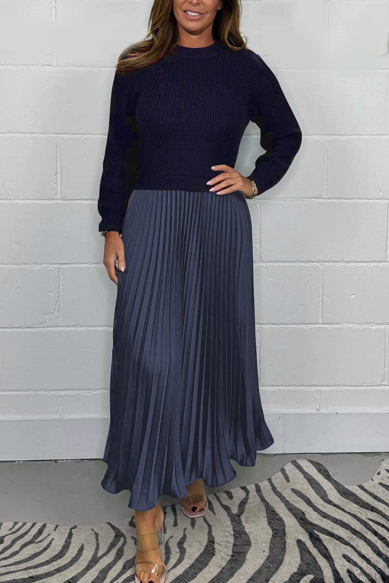 Eva | Long Sweater with Pleated Skirt