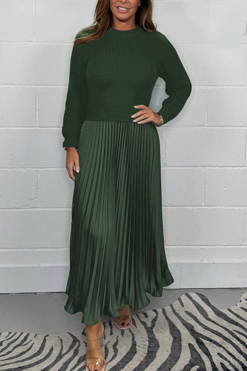 Eva | Long Sweater with Pleated Skirt