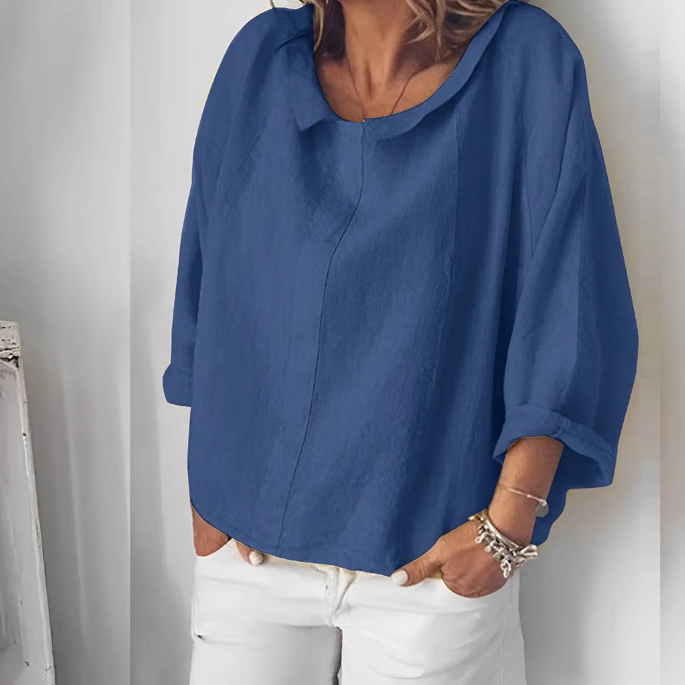 Lina – Loose Fitting Linen Look Top