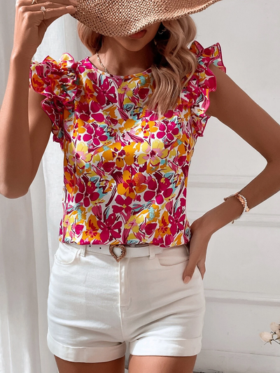 Lina – Floral Top with Ruffles