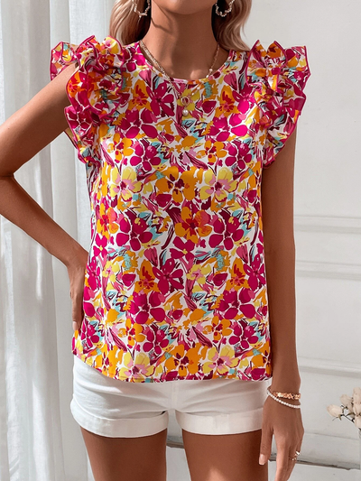 Lina – Floral Top with Ruffles