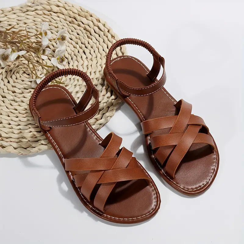 Lina – Sandals with Crossed Straps and Elastic Ankle Strap