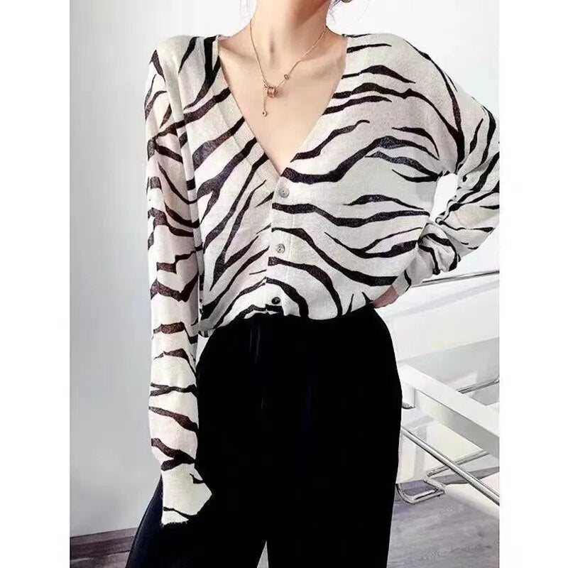 Juliette | Striped zebra blouse sweater