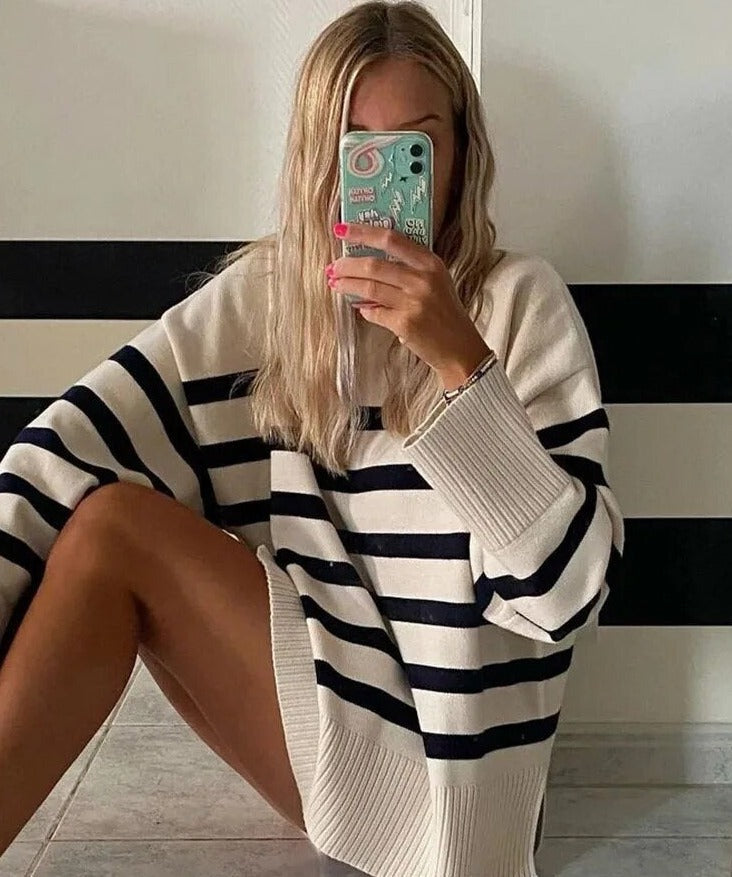 Fenna | Gestreepte lange coltrui