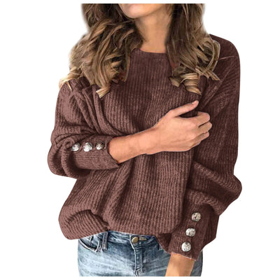 Fenna | Knitted sweater with button sleeves