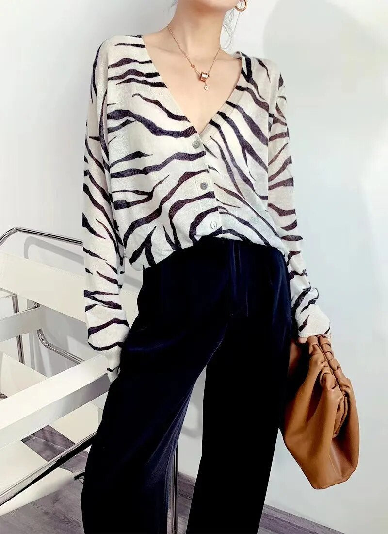 Juliette | Striped zebra blouse sweater