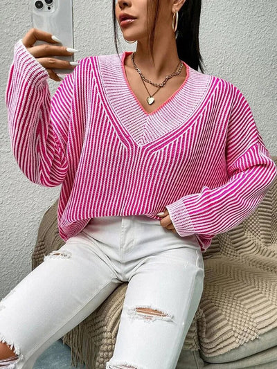 Lars | V-neck sweater with vertical stripes
