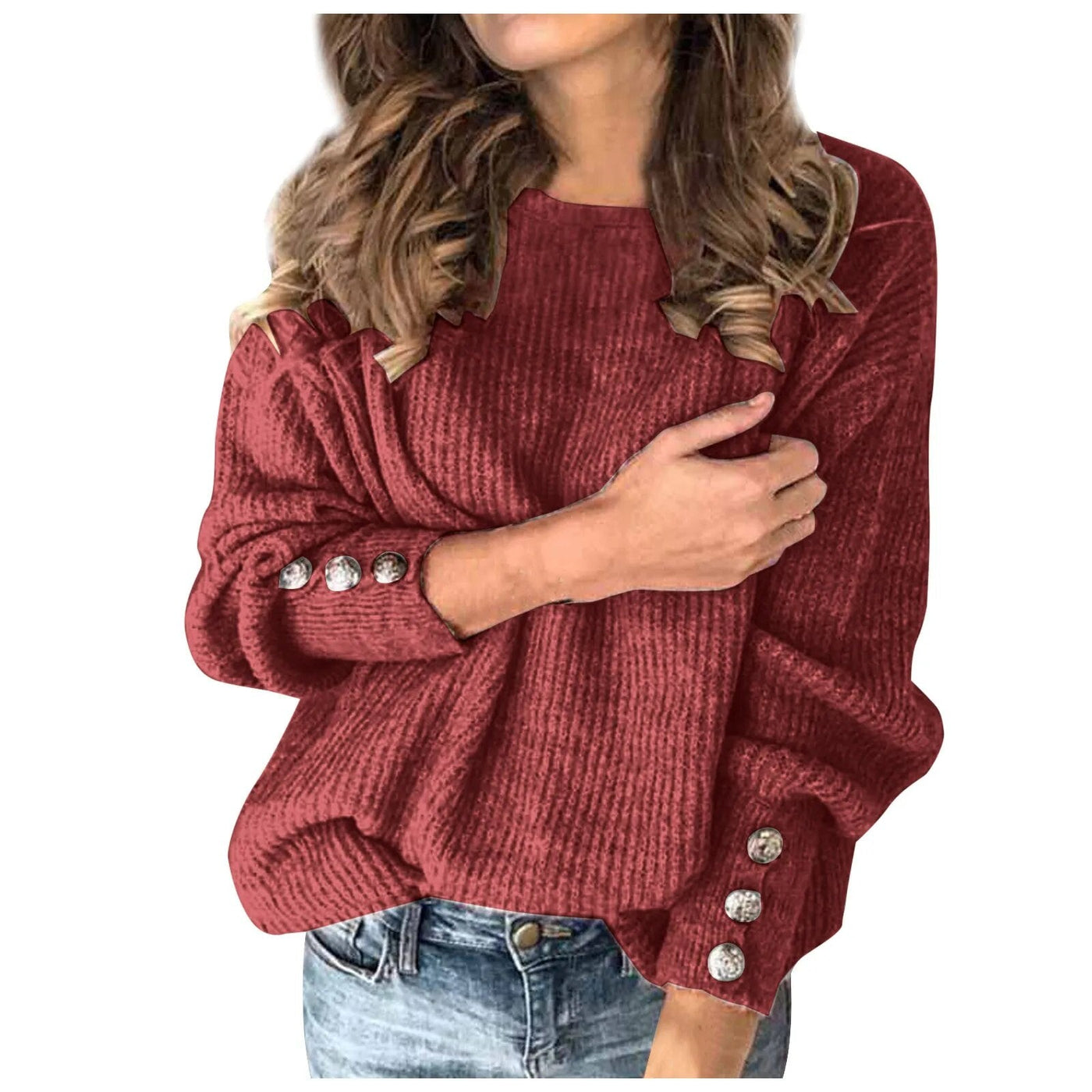 Fenna | Knitted sweater with button sleeves