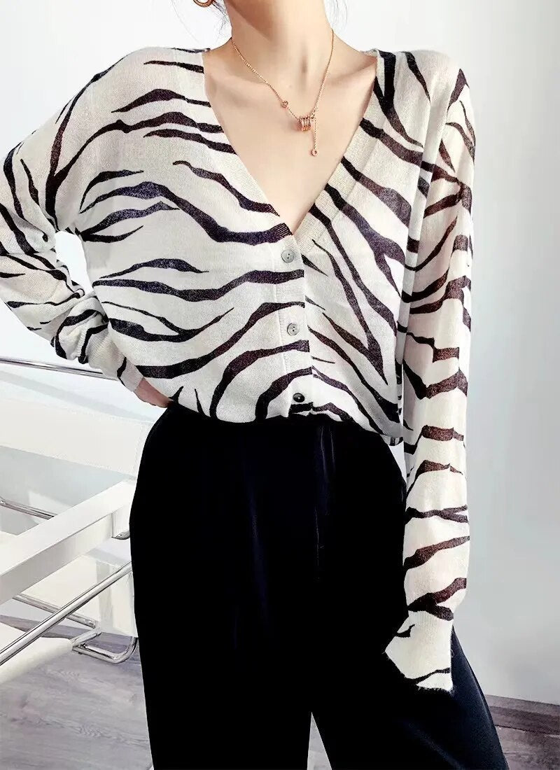 Juliette | Striped zebra blouse sweater