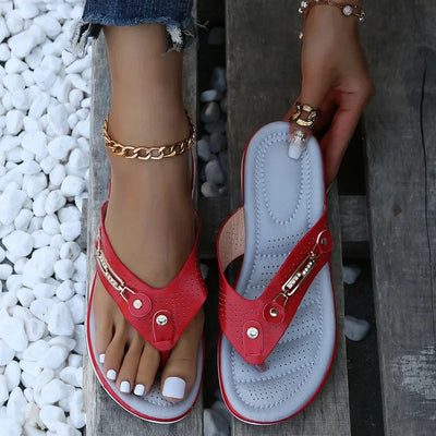 HESTIA | Women's sandals with metal button detail