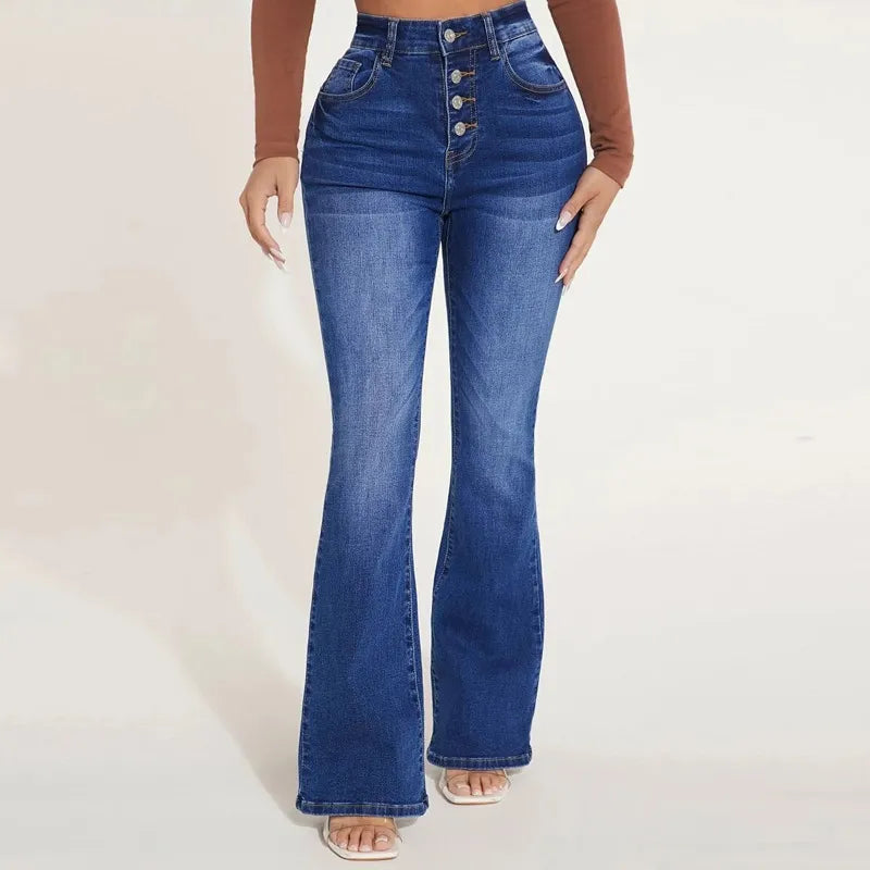 Emma - Fashion stretch flare jeans with high waist 