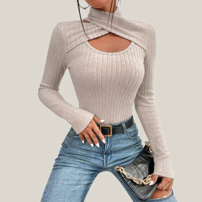 Mira – Ribtop met Asymmetrische Halslijn