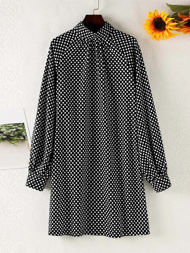 Mirella – Jurk met Polkadotmotief en Ballonmouwen