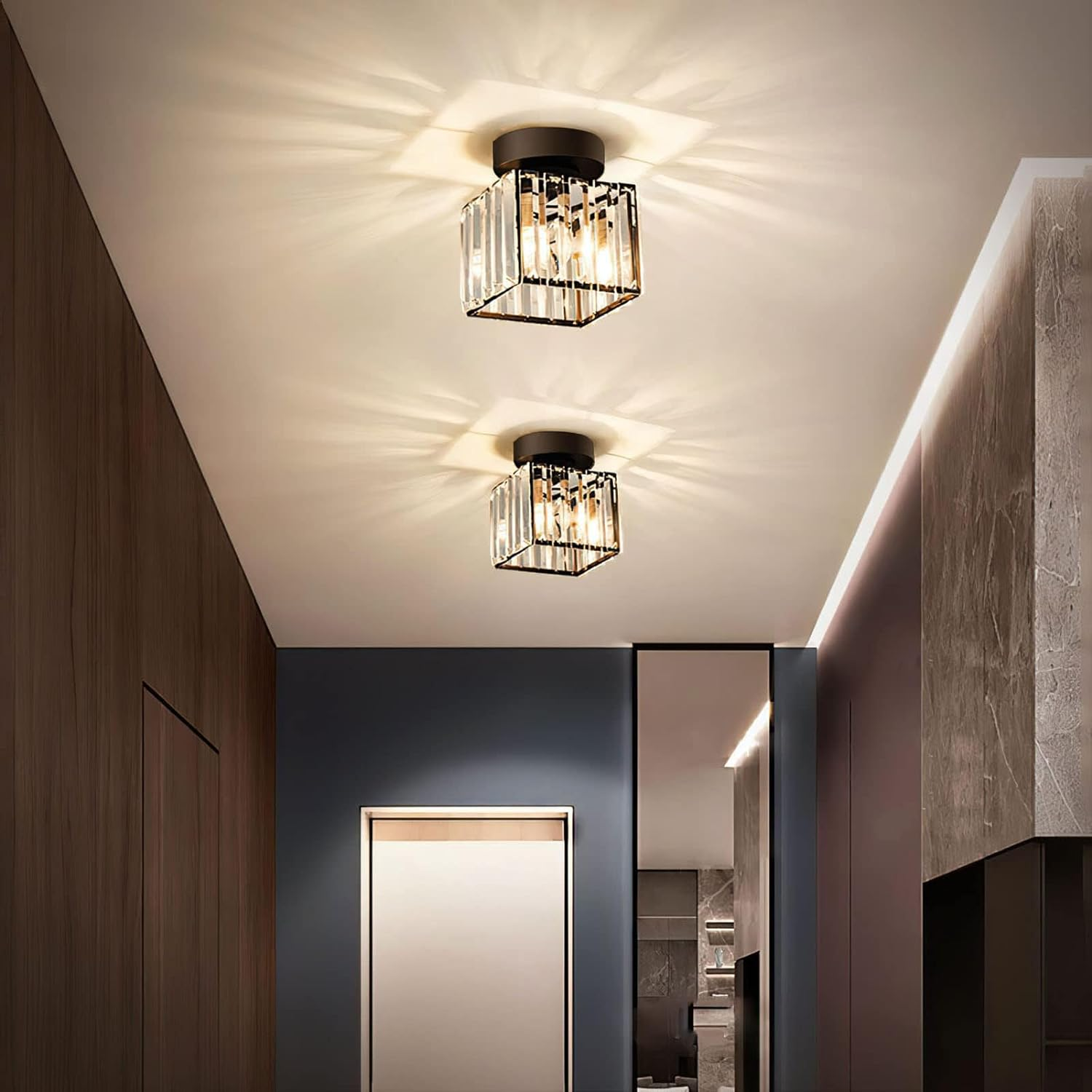 Liondra - Modern Flush Mount Ceiling Light with Crystal Shade