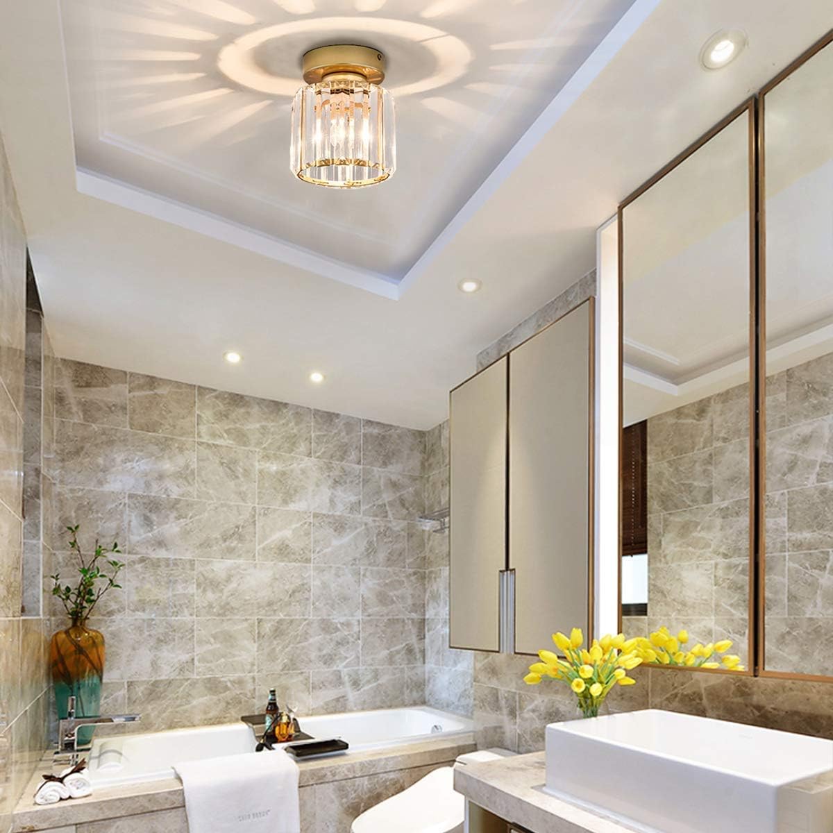 Liondra - Modern Flush Mount Ceiling Light with Crystal Shade