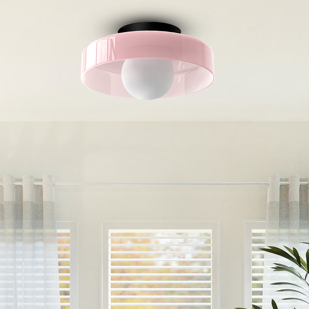 Levara - Modern Round Ceiling Light with Glass Shade