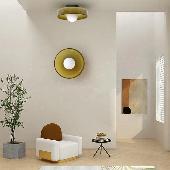 Levara - Modern Round Ceiling Light with Glass Shade