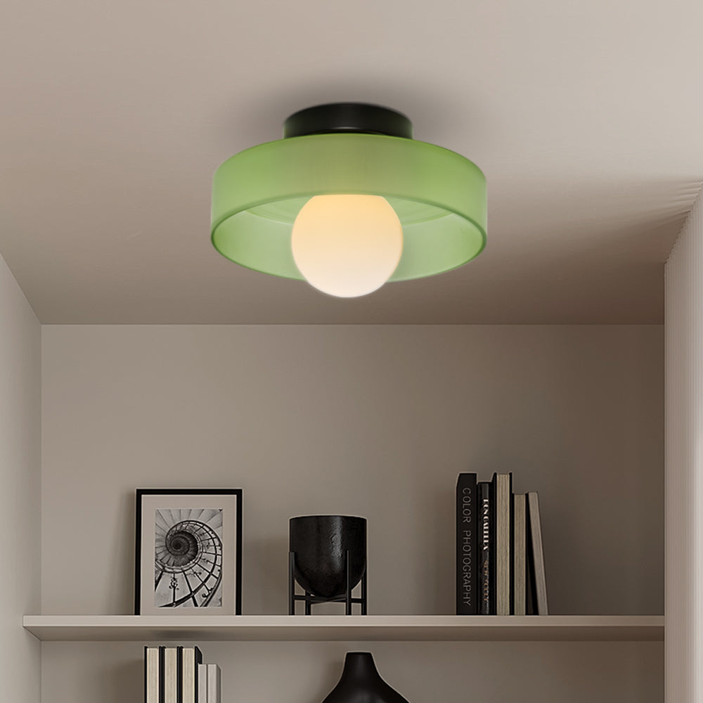 Levara - Modern Round Ceiling Light with Glass Shade