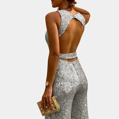 Nova – Glitter Jumpsuit met Tailleband voor Dames