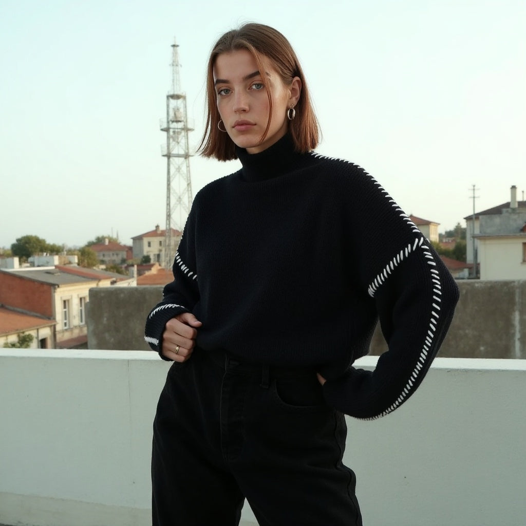 Irene - Pullover with contrast stitching