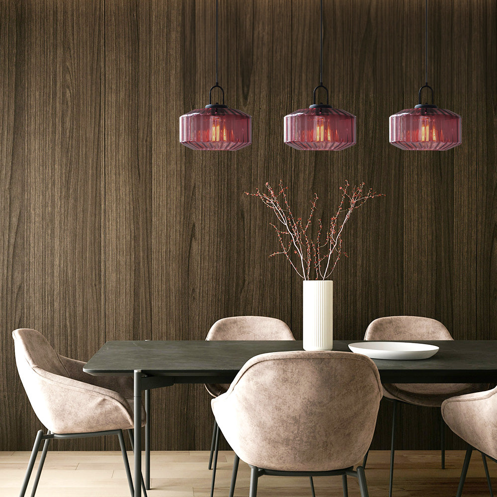 Minda - Mid Century Striped Glass Pendant Light