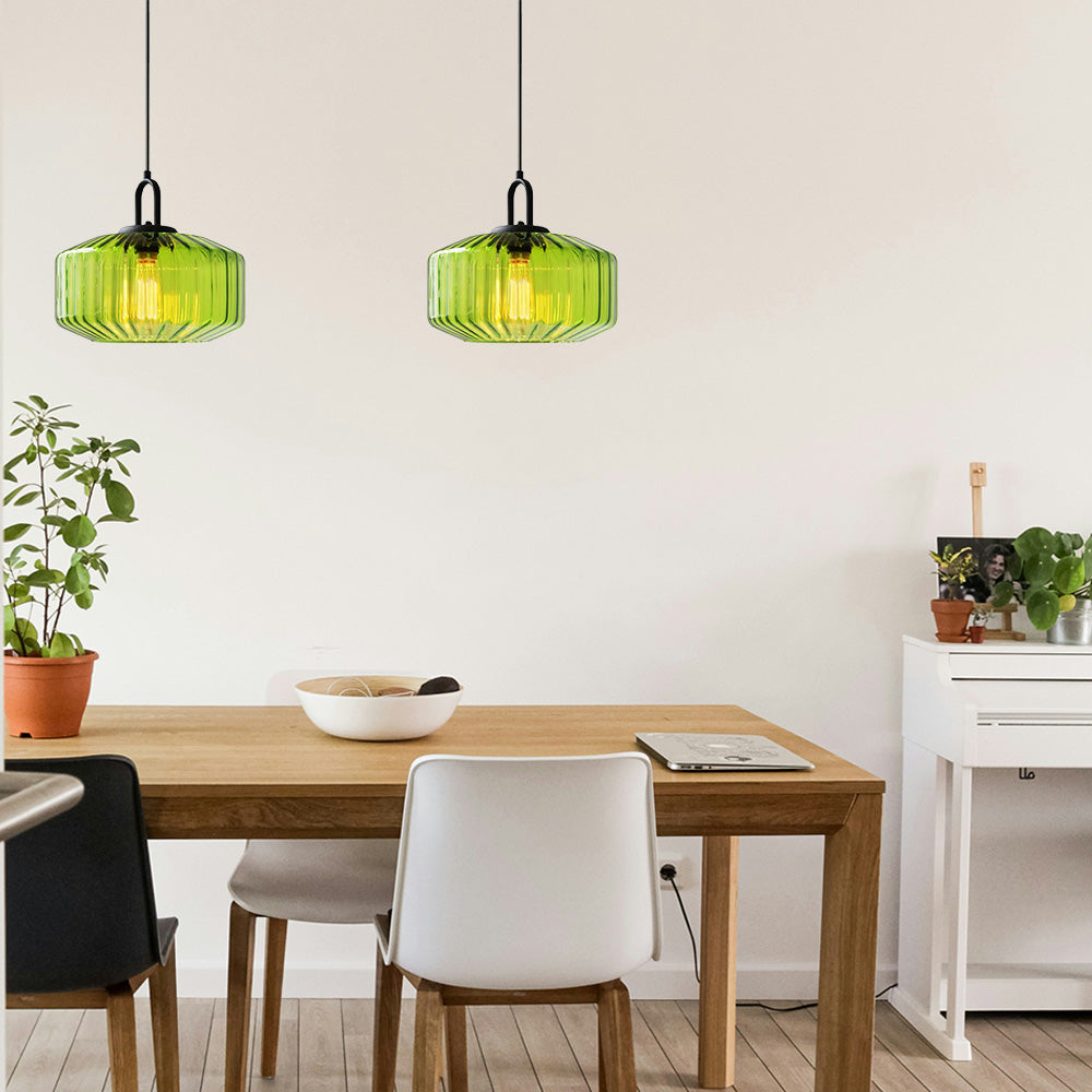 Minda - Mid Century Striped Glass Pendant Light