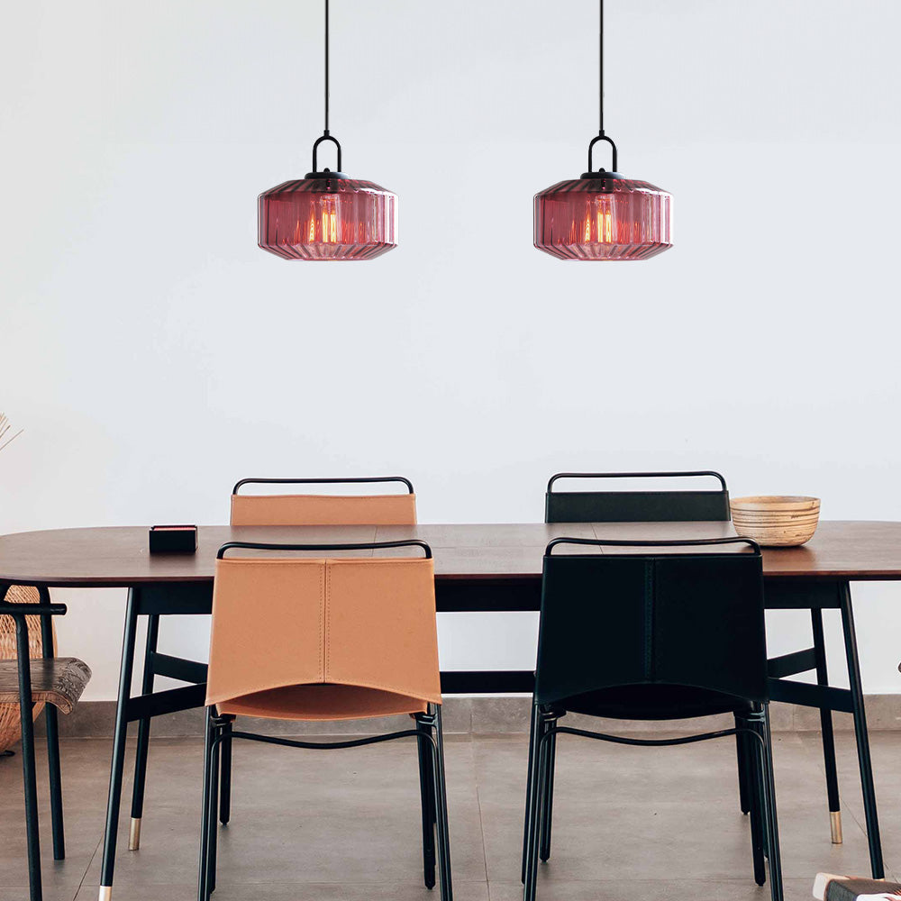 Minda - Mid Century Striped Glass Pendant Light