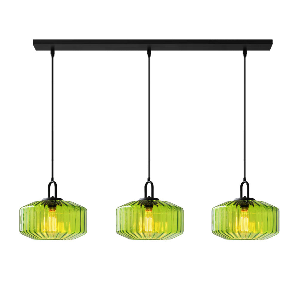 Minda - Mid Century Striped Glass Pendant Light