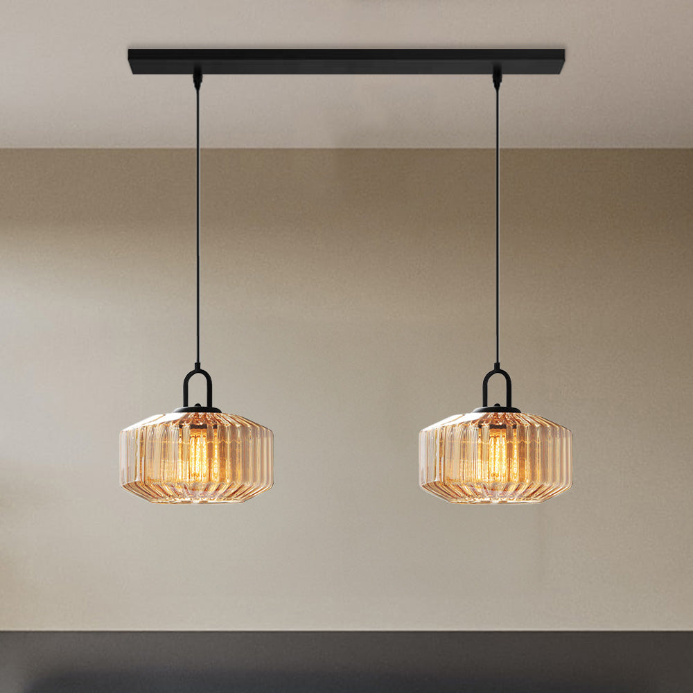 Minda - Mid Century Striped Glass Pendant Light