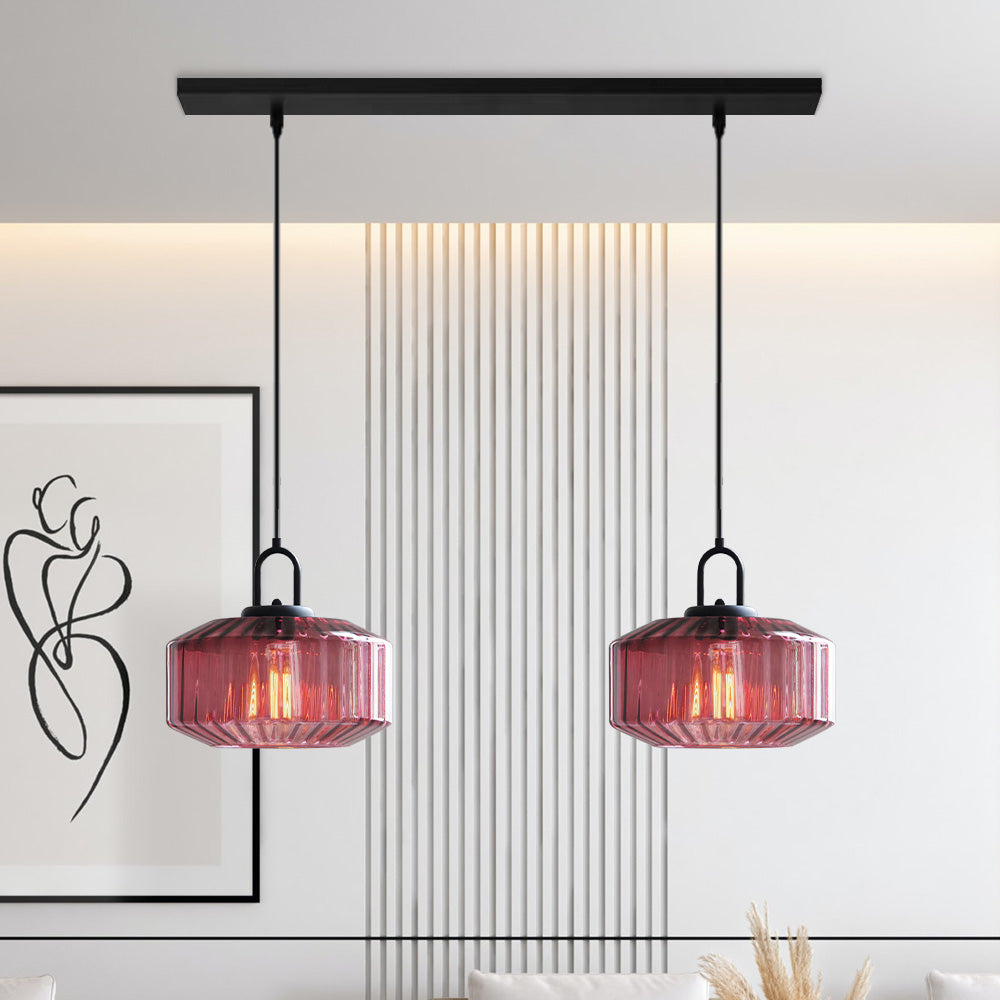 Minda - Mid Century Striped Glass Pendant Light