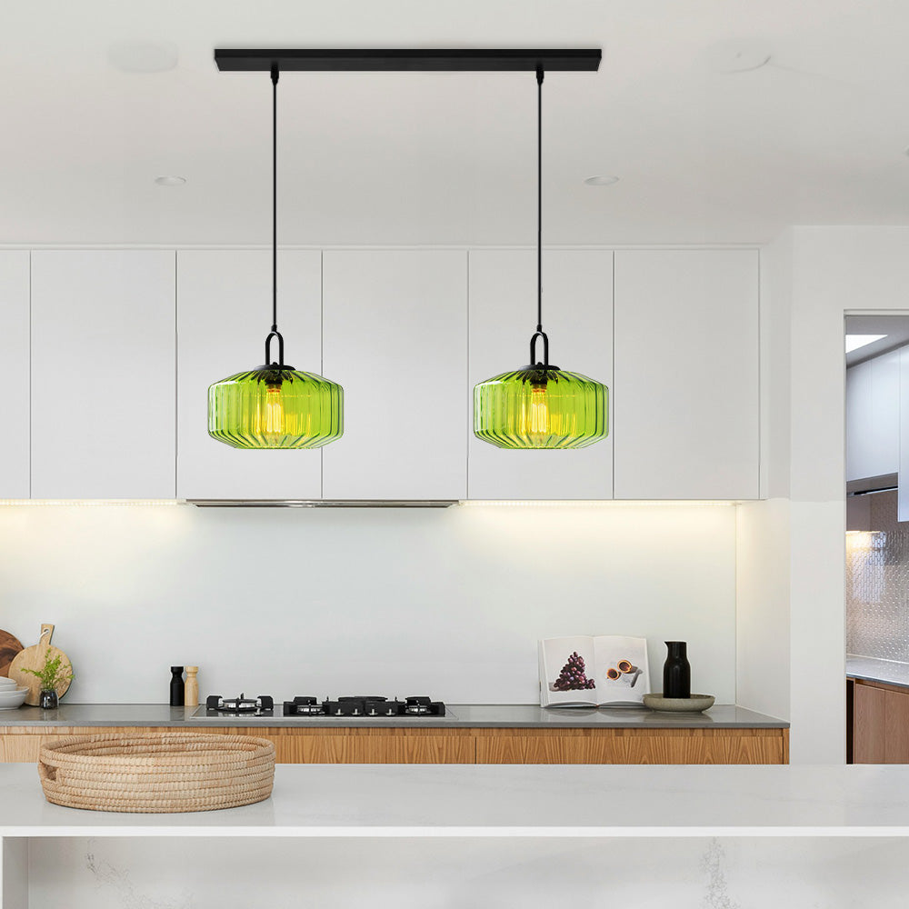 Minda - Mid Century Striped Glass Pendant Light
