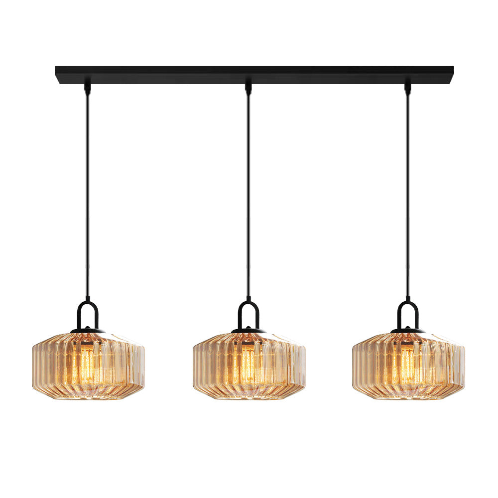 Minda - Mid Century Striped Glass Pendant Light